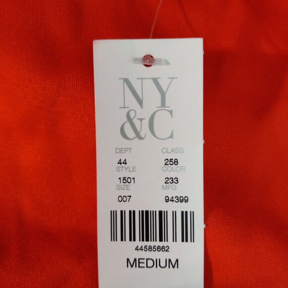 New York & Company 7th Avenue Size M Top One Shoulder Ruffle Orange NEW - Picture 3 of 8
